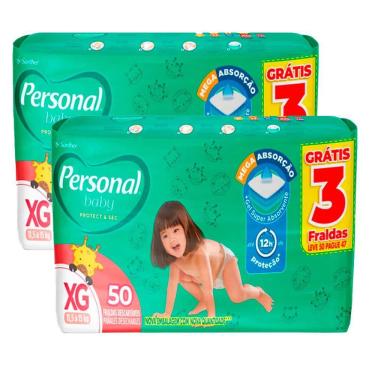 Imagem de kit 2 Fraldas Personal Soft e Protect Hiper XG 50 Unidades