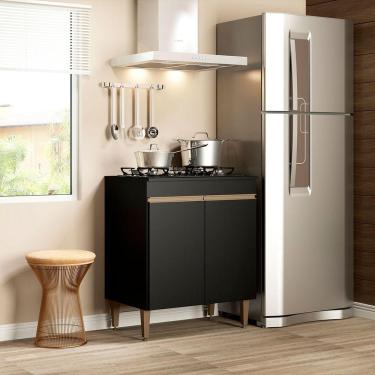 Armário de Cozinha Completo Sabrina 360x202Cm 6 Peças mdp Preto menu em  Promoção na Americanas