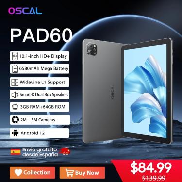 Imagem de Oscal Pad 60 Tablet  3GB de RAM  64GB ROM  bateria 6580mAh  Android 12  10.1 ''HD  Display  caixa