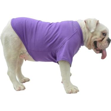 Imagem de Lovelonglong 2019 Trajes de animal de estimação Roupas de cachorro roupas em branco Camisetas para cães grandes médios pequenos 100% algodão 18 coresLovelonglong B-M (for Bulldog -25lbs) roxo