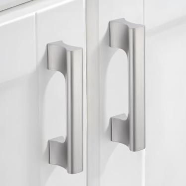 Imagem de Dazzleeta Pacote com 10 puxadores de armário de níquel escovado puxadores de armário de cozinha prata de 7,6 cm para armário porta cômoda gaveta armário de banheiro
