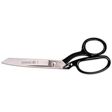 Imagem de Mundial Tesoura de costureira forjada industrial de 20 cm – Aço carbono niquelado com alças pretas ergonômicas para corte de precisão