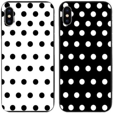Imagem de 2 peças preto branco bolinhas impressas TPU gel silicone capa de telefone traseira para Apple iPhone todas as séries (iPhone Xs Max)