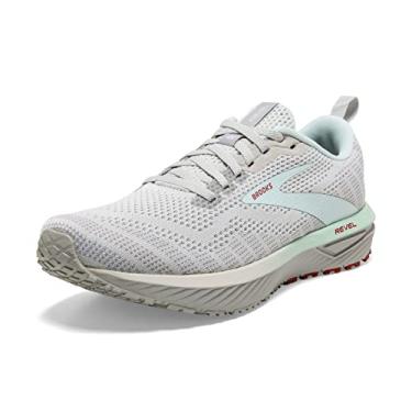Imagem de Brooks Tênis de corrida feminino Revel 6 Neutral, Cogumelo ostra/liga metálica/azul, 35