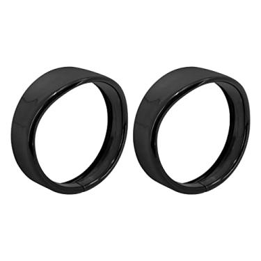 Imagem de HDBUBALUS Moldura de lâmpada de passagem de luz de neblina de 11,5 cm estilo viseira de 11,4 cm compatível com Harley Touring Road King preto brilhante 1 par
