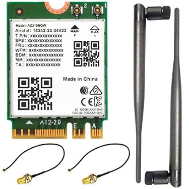 Imagem de Placa de rede sem fio AX210, Gigabit Tri-Band Wi-Fi 6E, padrão 802.11AX, Bluetooth 5.2, cartão WiFi AX210 NGW, interface MU-MIMO NGFF (tecla M.2 A/E), compatível com Linux, Windows 10/8.1/8/7