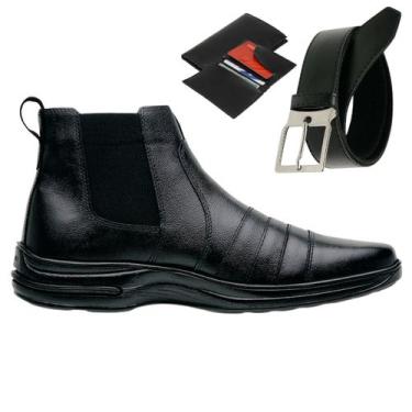Imagem de Bota Coturno Masculino Resistente Cano Baixo Gmm Shoes Com Cinto E Car