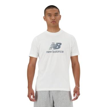 Imagem de New Balance Camiseta masculina com logotipo Sport Essentials, Branco, M