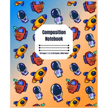 Imagem de Caderno de composição: Diário temático de astronauta e foguete espacial, 110 páginas, ideal para crianças, adolescentes, amantes do espaço e astronautas