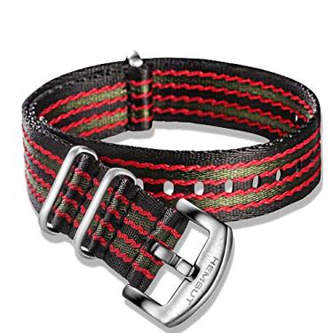 Imagem de Pulseira de relógio de nylon balístico militar, pulseiras de relógio macias de 24 mm para homens, substituição de nylon casual do cinto de segurança com fivela escovada para serviço pesado
