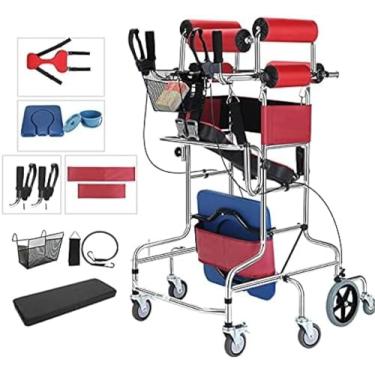 Imagem de Andador rolante vertical para idosos, andadores médicos com 8 rodas e assento, andadores em pé para pessoas de 5' a 6', auxiliares e suportes de pé, feminino