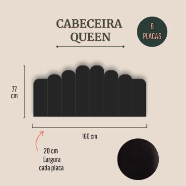 Imagem de Cabeceira Queen Estofada  Kit 8 Placas  Concha - Courino Preto