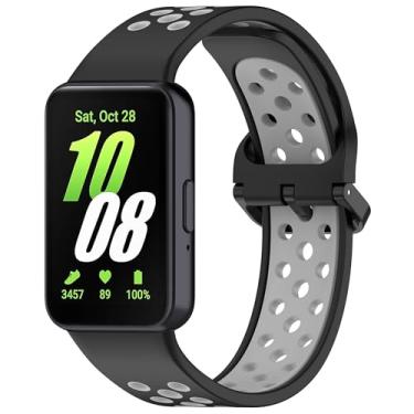 Imagem de Pulseira esportiva de silicone de substituição adequada para Samsung Galaxy Fit 3, respirável, dois tons, porosa, para Galaxy Fit 3 2024 SM-R390, mulheres e homens