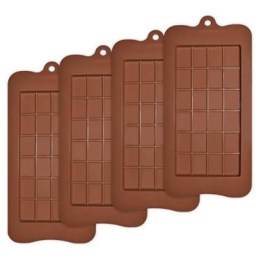 Imagem de Moldes de chocolate HomEdge Break-Apart, conjunto de 4 pacotes de moldes de proteína de silicone antiaderente de grau alimentício e barra energética