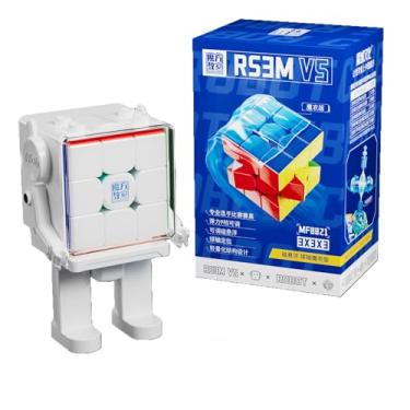 Imagem de CuberShop Moyu RS3M V5 2023 Ball Core UV Coated 3x3 Speed Cube with Display Stand, Stickerless RS3M 2023 3 by 3 Budget Cube, (Moyu RS3 M V5 MagLev+Ball-Core Magic Clothes, Robot-Shape Display Box)
