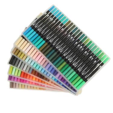 Imagem de Conjunto de marcadores de pincel duplo de 168 cores com ponta fina e arte vibrante para desenhar, colorir, ilustrações, linhas coloridas, canetas de ponta larga, artistas, artesãos, hobbiistas,