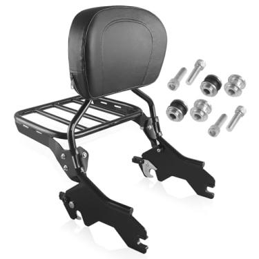 Imagem de Harvards Chrome Encosto destacável Sissy Bar Pacote de Bagagem Esportiva para Harley Softail Sport Glide Low Rider FLSB FXLR FXLRS FXLRST 2018-Later Preto com Kit de Ferragens de Ancoragem