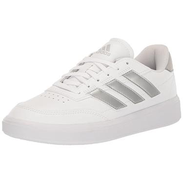 Imagem de adidas Tênis feminino Courtblock, Branco/Prata Metálico/Cinza, 35