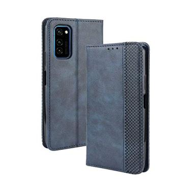 Imagem de Capa para Huawei Honor V30/V30 Pro, capa flip carteira com suporte de couro para Huawei Honor V30/V30 Pro, capa magnética retrô para celular, capa carteira com compartimentos para cartões