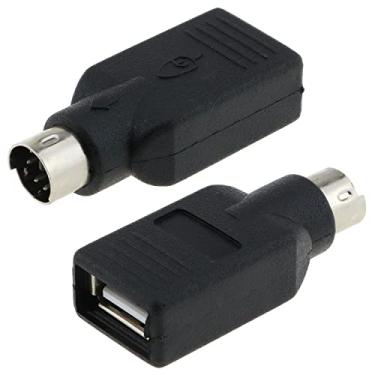 Imagem de E-outstanding Adaptador USB para PS2, 2 peças preto USB fêmea para PS/2 macho adaptador conversor para mouse teclado, preto