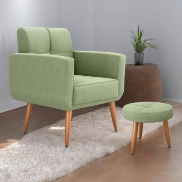 Imagem de Conjunto Poltrona E Puff Decorativos Josh Boucle Oliva