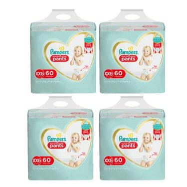 Imagem de Kit 4 Fralda Infantil Pampers Premium Care Pants Tamanho XXG com 60 Un