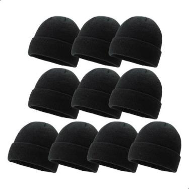 Imagem de Kit 10 Touca Gorro De Lã Adulto Frio Inverno Unissex - Darujo, Preto