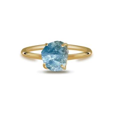 Imagem de Aliança Ônix Azul - Cristal Natural, Banho Ouro 18k