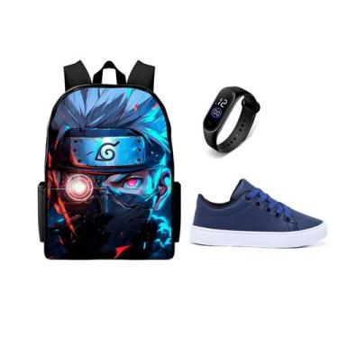 Imagem de Mochila Escolar lançamento Estampada mais Tenis Casual E Relogio Digit