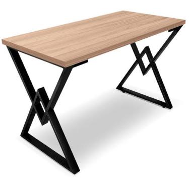 Imagem de Mesa P/ Escritório Jantar Gamer Ouro 1,00x0,60 Em Aço Tampo Em Madeira