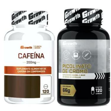 Imagem de Cafeina Pura 200mg 120 Caps + Cromo Picolinato 120 Cap Growth