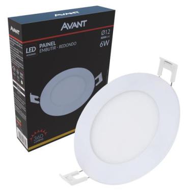 Imagem de Kit 10 Plafon Redondo Embutir 6W Branco Quente 3000k Amarelo - Avant