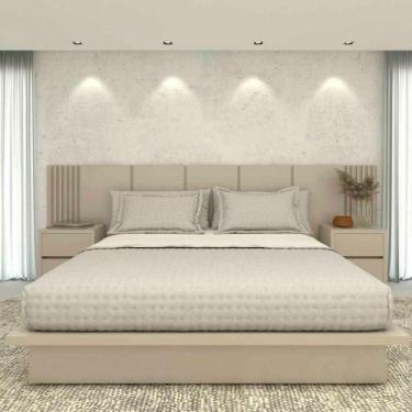 Imagem de Kit Quarto MDF Sob Medida Com Cabeceira King 3,50m e 2 Mesas - Casa La