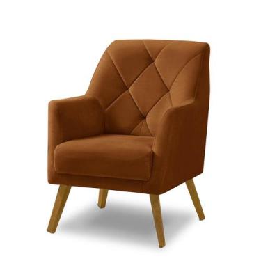 Imagem de Poltrona Decorativa Bordada Magali Veludo Laranjado LANSOFBR - Lansof 