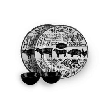 Imagem de Kit 4 Peças Acervo Churrasco com Pratos e Mini Molheira - Alleanza