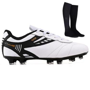 Imagem de Chuteira Futebol Profissional Masculina de Couro Campo Grama Natural +