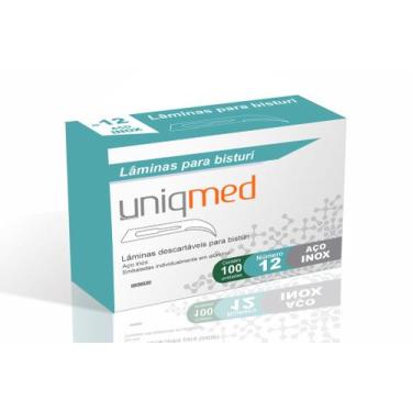 Imagem de Lâminas Descartáveis Para Bisturi UNIQMED Aço Inox Caixa com 100 Unida