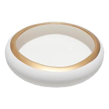 Imagem de Vaso Ikebana Baixo Cerâmica Fosca Decor de Plantas Garden - Gold White