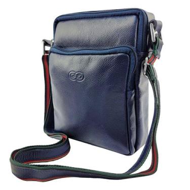 Imagem de Bolsa Transversal MÓDENA em Couro Galvani, Azul