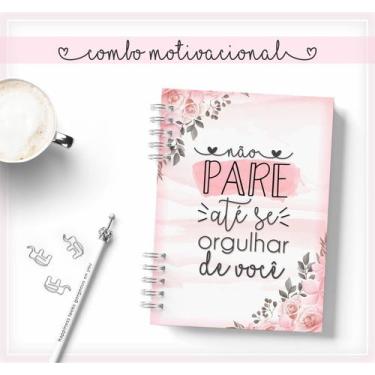 Imagem de Caderno Personalizado MOTIVACIONAL 60 Folhas 15,5x21,5 Cm - Mel'art Pa