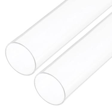 Imagem de Rebower Tubo rígido de plástico transparente de 30,5 cm 56 mm x 60 mm (2 3/40.6 cm x 6.1 cm) Tubo de policarbonato redondo, [para encanamento, hidráulica, aquário, bricolage] - 2 peças