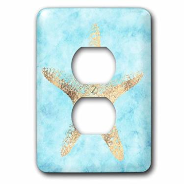 Imagem de 3dRose lsp_274234_6 Imagem de Aqua Aquarela Gold Glam Starfish Plug Outlet Cover, Mista