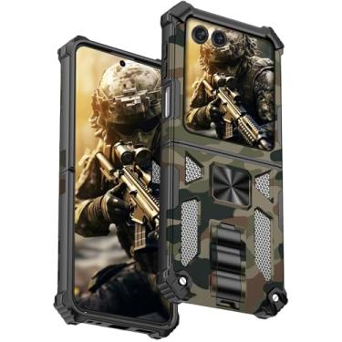 Imagem de Fofvccv Capa camuflada para Motorola Razr 2025 / Razr 2024 para homens, capa de proteção à prova de choque de grau militar com suporte camuflado para Moto Razr 60/Razr 50 MC verde exército