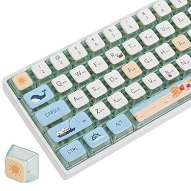 Imagem de Teclas personalizadas ASA azul de verão colorido, conjunto de 118 teclas de duplo disparo para teclado mecânico de jogos Cherry/Gateron MX 60% / 64 /GK61 (azul de verão colorido)