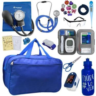Imagem de Kit Bolsa Cores Aparelho de Pressao Esfigmomanometro Estetoscópio Medi