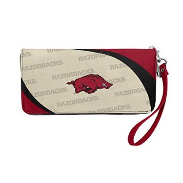 Imagem de Littlearth Carteira feminina NCAA Arkansas Razorbacks Curve Zip Organizer Wallet, cor do time, 20,32 cm x 10,16 cm x 2,54 cm, Cor do time, 8" x 4" x 1", Carteira organizadora com zíper curvado