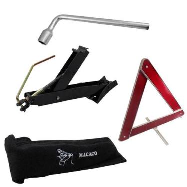 Imagem de Kit Macaco 600KG+ Bolsa Chave Roda L19mm Triângulo Segurança - RIVER