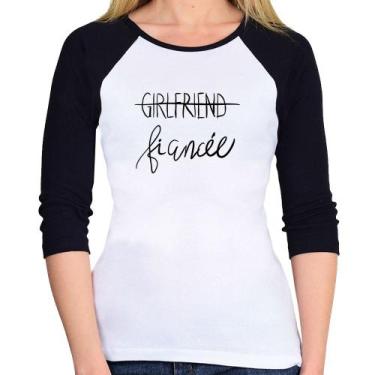 Imagem de Baby Look Raglan Girlfriend Fiancée Manga 3/4 - Foca na Moda, Branco, 