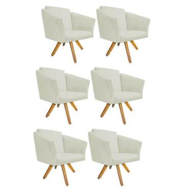 Imagem de Kit 06 Poltrona Cadeira Decorativa  Win Base Giratória Sala de Estar R