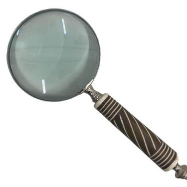 Imagem de Lupa de Aumento Decorativa Estilo Madeira com Detalhes Branco 25cm - D